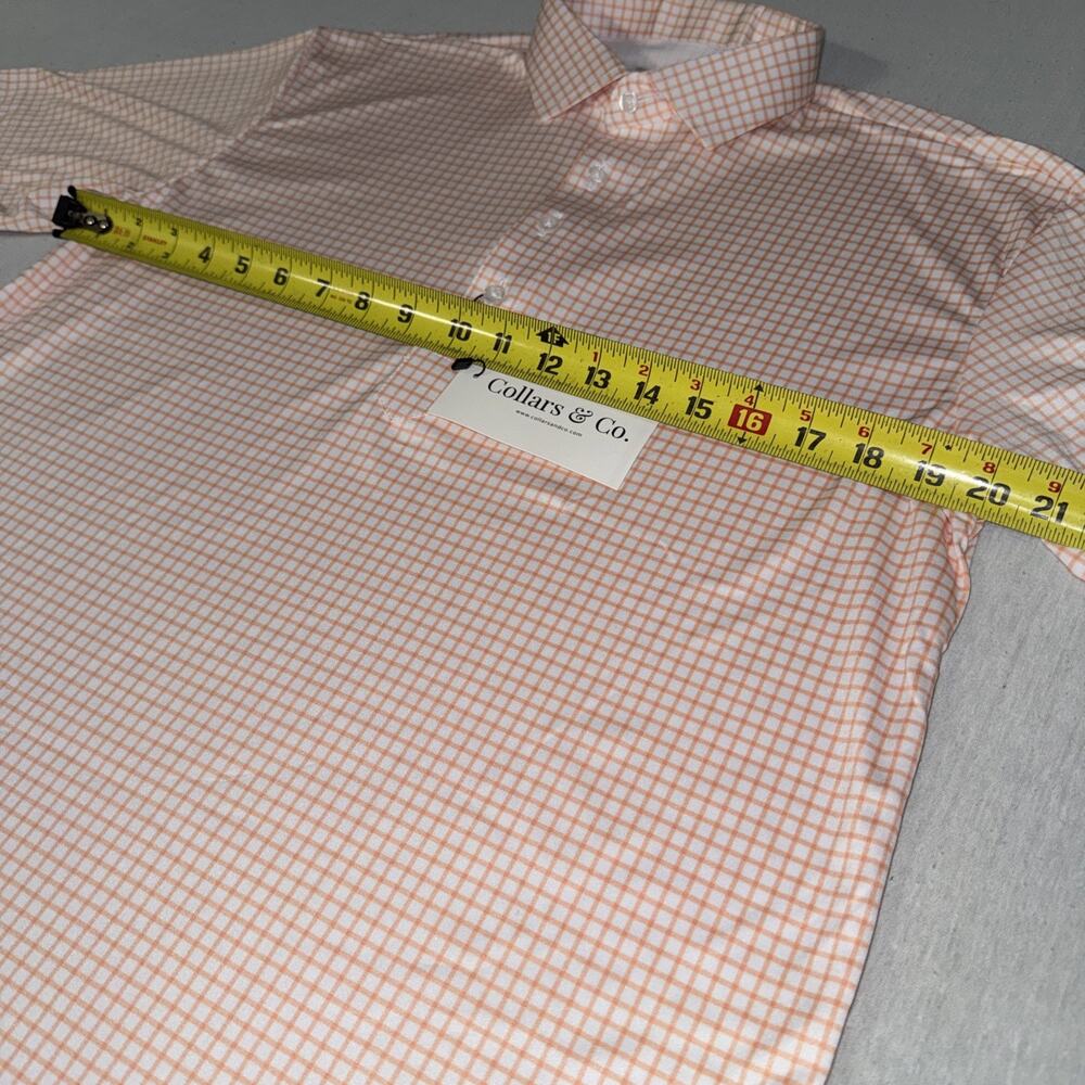 Collars and Co Golf Polo Orange Gingham Checks AOP Size Large Preppy NWT - Picture 3 of 5
